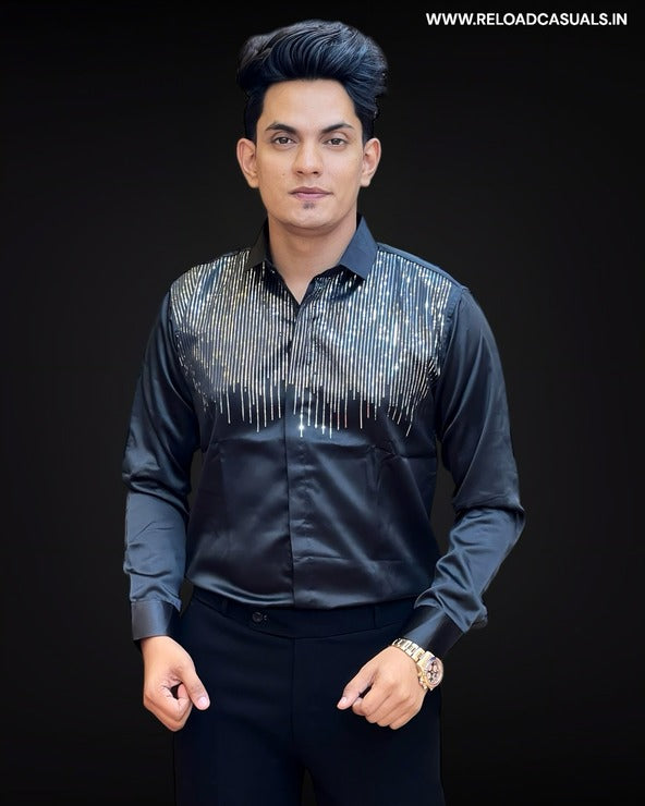 Falling Design Satin Shirt