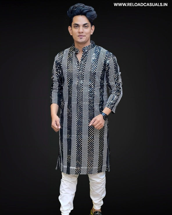 Shining Work Design Kurta & Pyjama - Combo