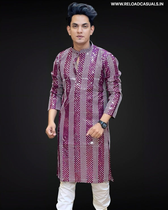 Shining Work Design Kurta & Pyjama - Combo