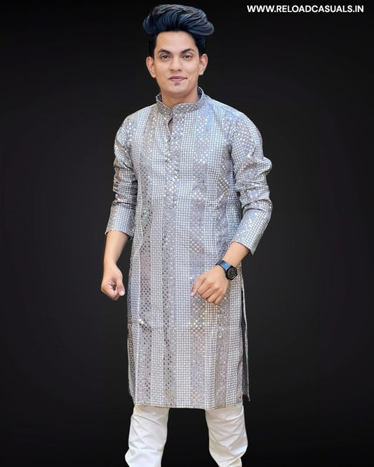 Shining Work Design Kurta & Pyjama - Combo