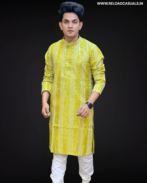 Shining Work Design Kurta & Pyjama - Combo