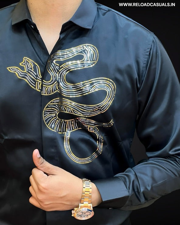 Snake Design Satin Shirt