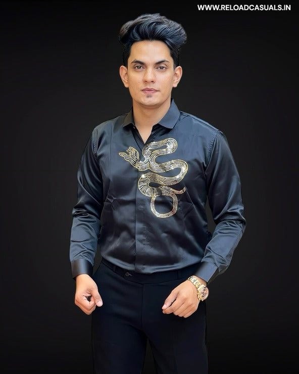 Snake Design Satin Shirt