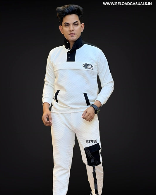 High Neck Pattern Full Track Suit - Combo