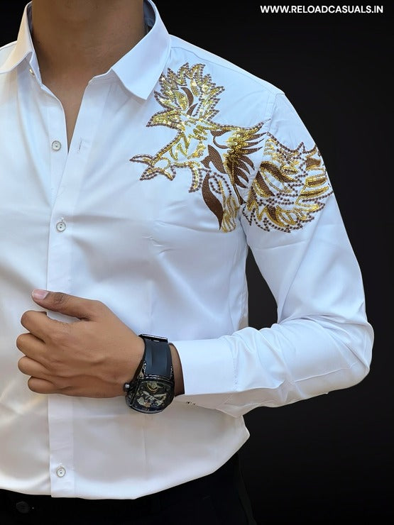 Golden Eagle Design Satin Shirt