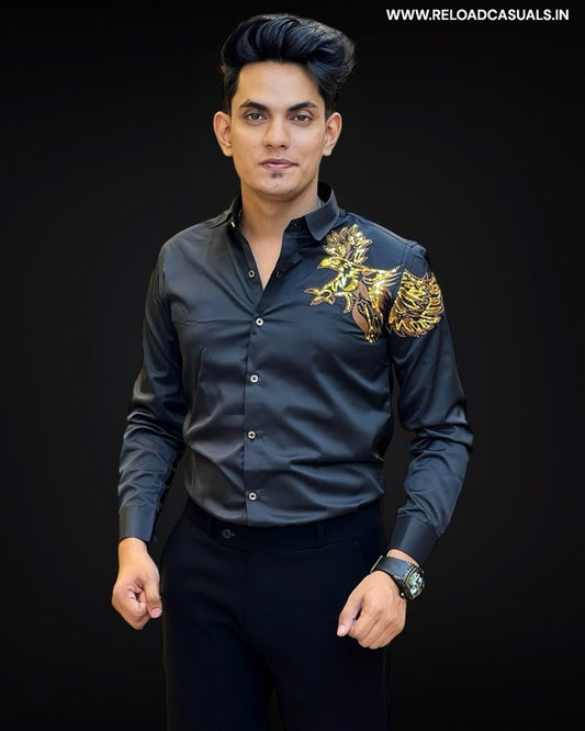 Golden Eagle Design Satin Shirt