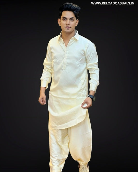 Diamond Work Pathani Full Kurta and Pyjama - Combo