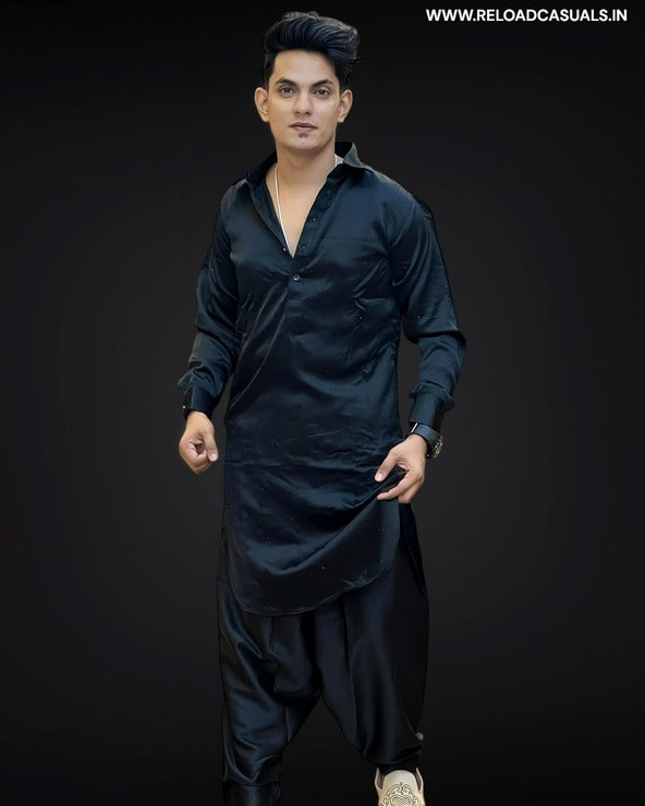 Diamond Work Pathani Full Kurta and Pyjama - Combo