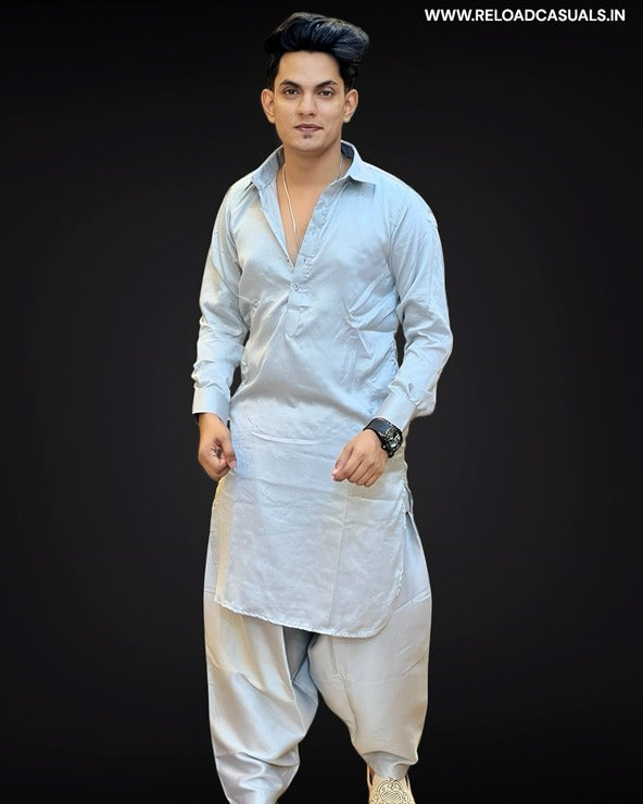 Diamond Work Pathani Full Kurta and Pyjama - Combo