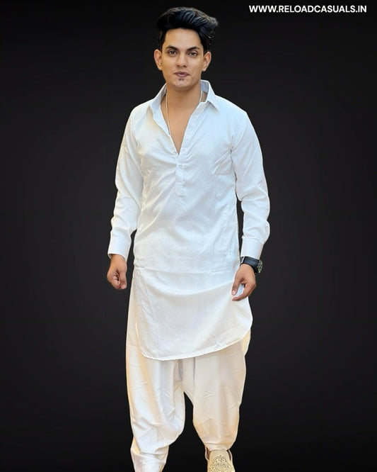 Diamond Work Pathani Full Kurta and Pyjama - Combo