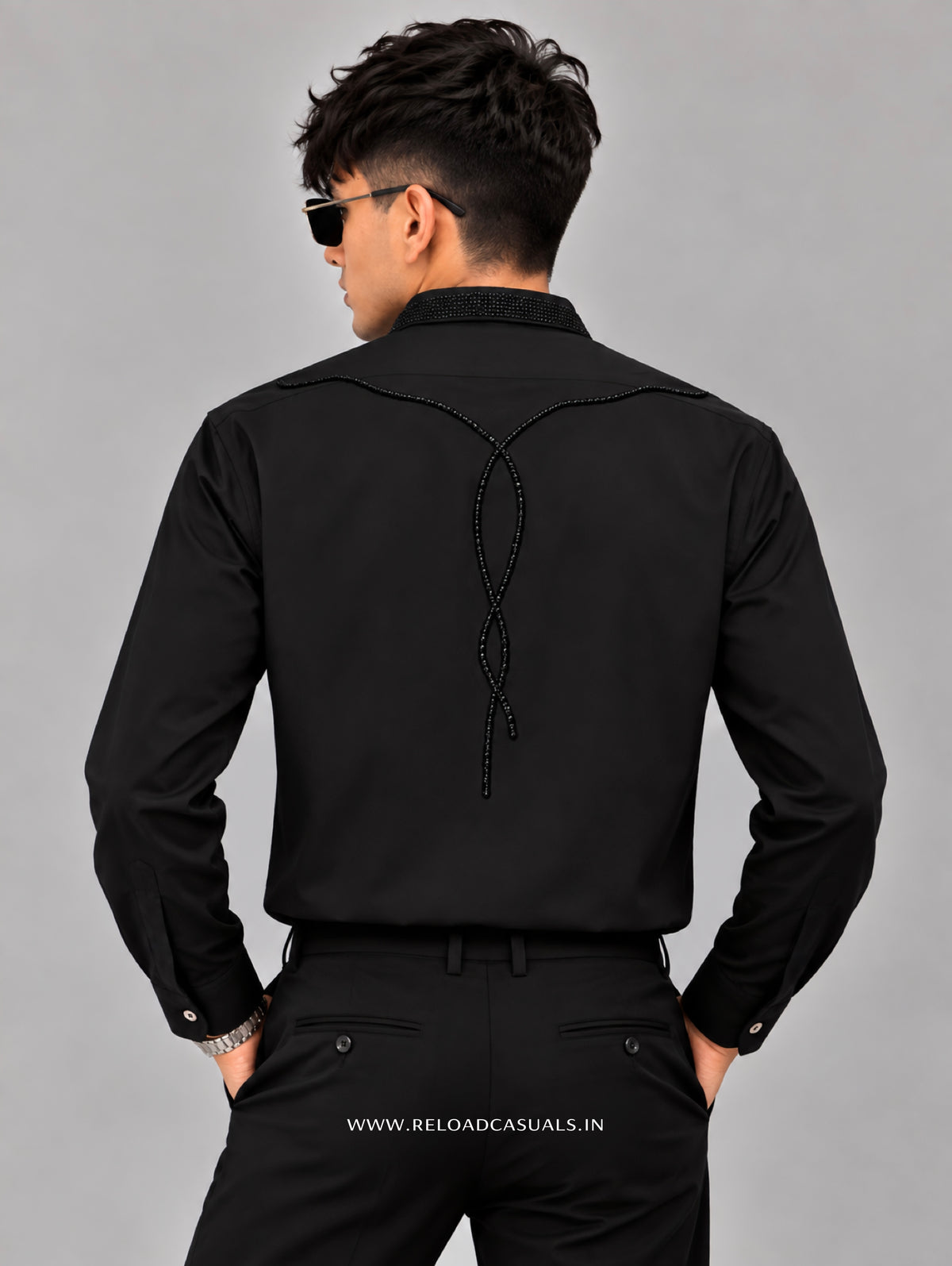 Double Rose Back Line Flock Diamond Shirt
