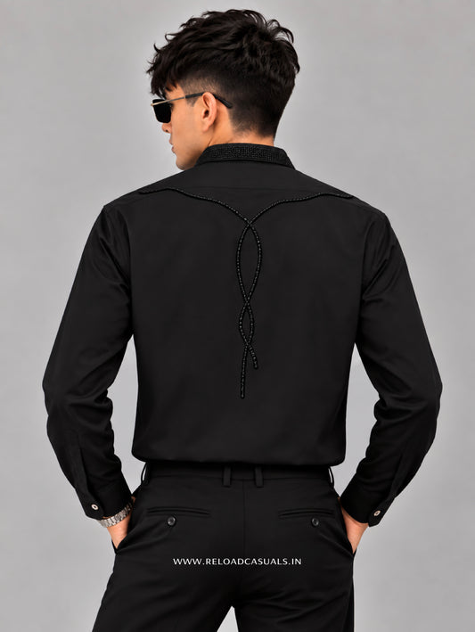 Double Rose Back Line Flock Diamond Shirt