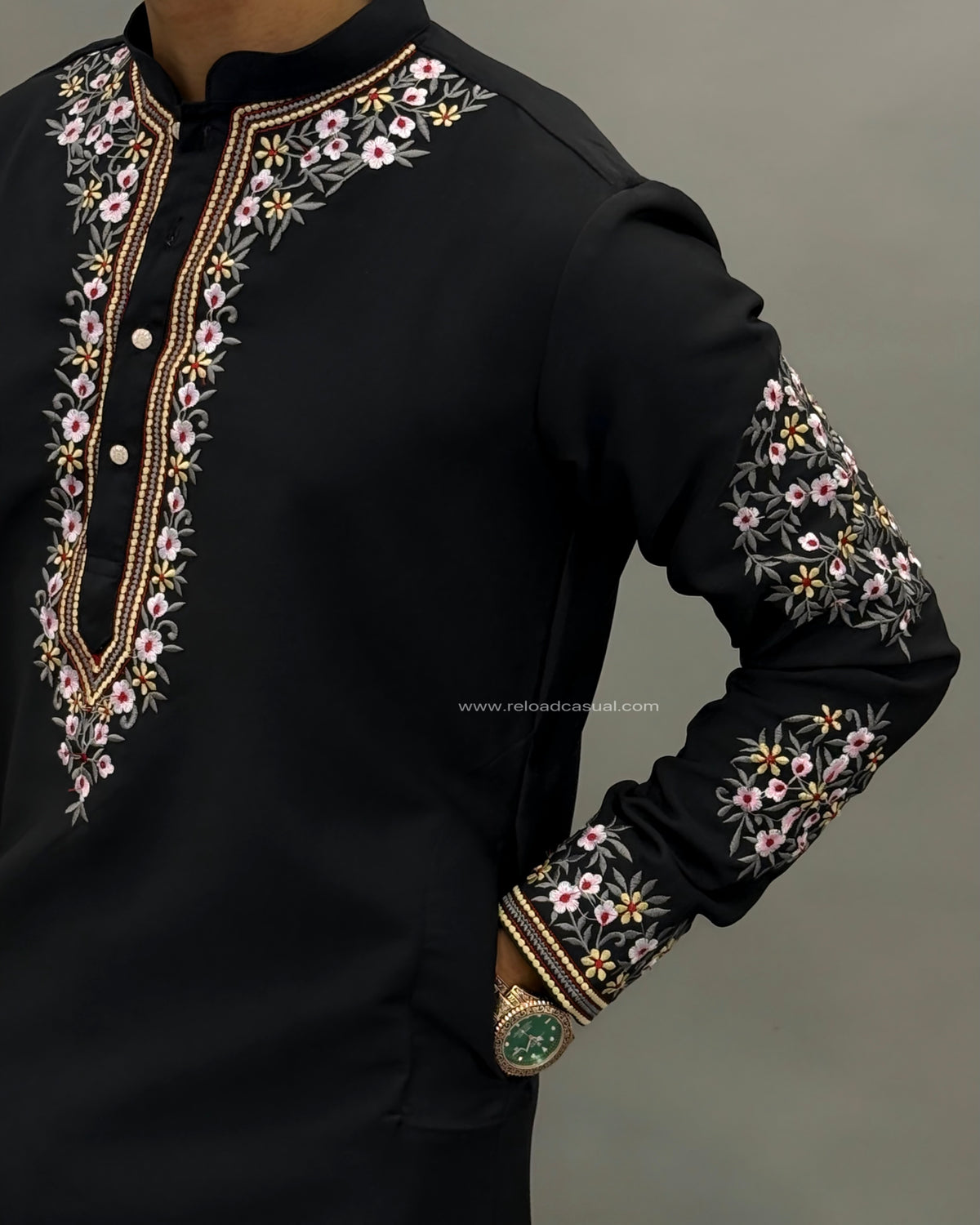 Nawab Style Embroidered Kurta Pant Combo