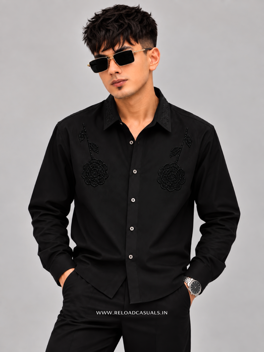Double Rose Back Line Flock Diamond Shirt