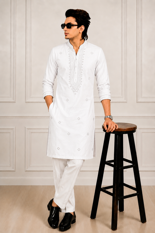 Mirror Work Men Kurta Payjama Combo
