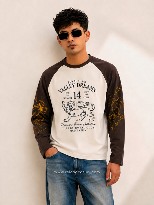 Valley Dreams Lion Waffle Knit Boxy Fit T-Shirt