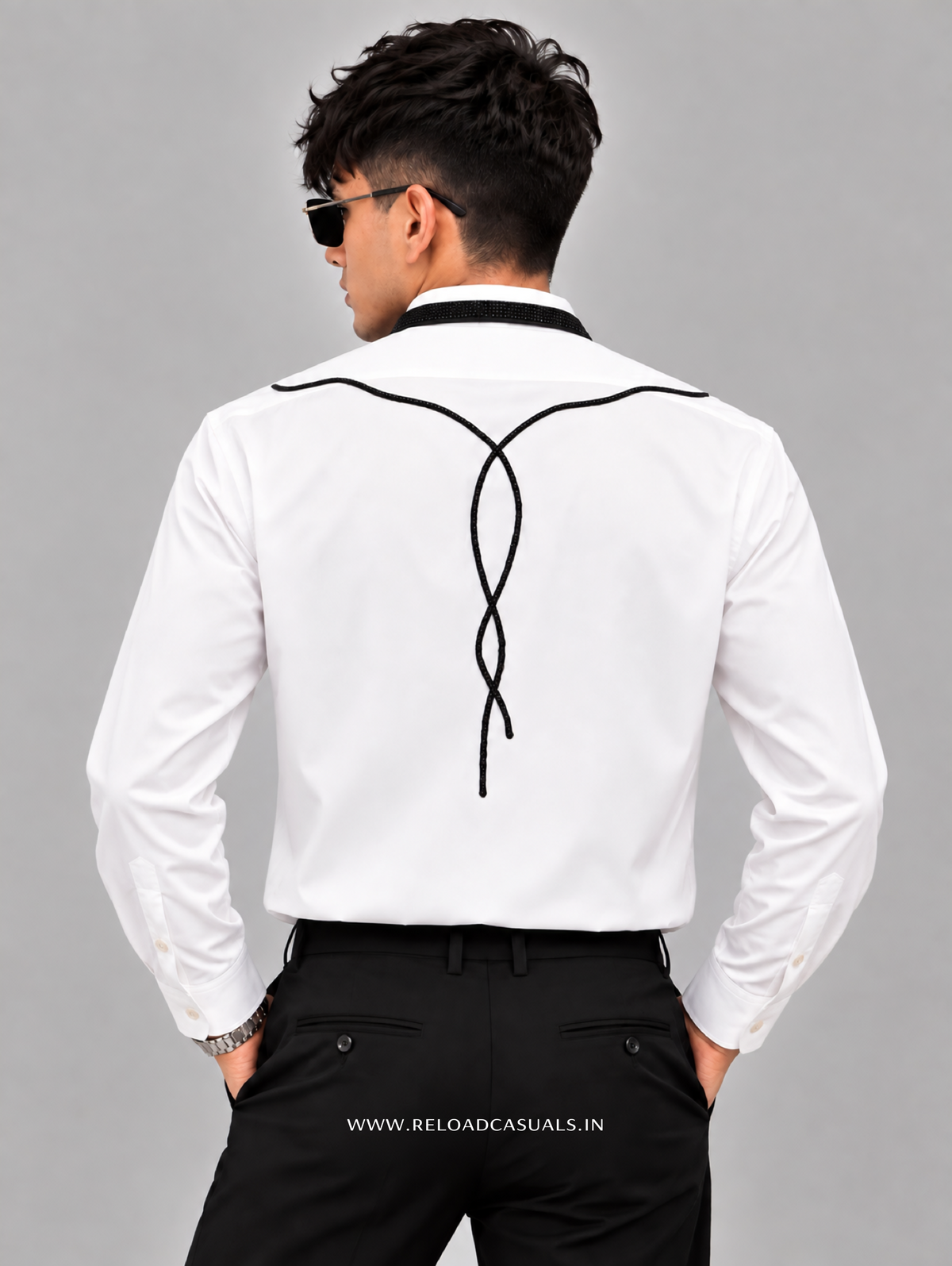 Double Rose Back Line Flock Diamond Shirt