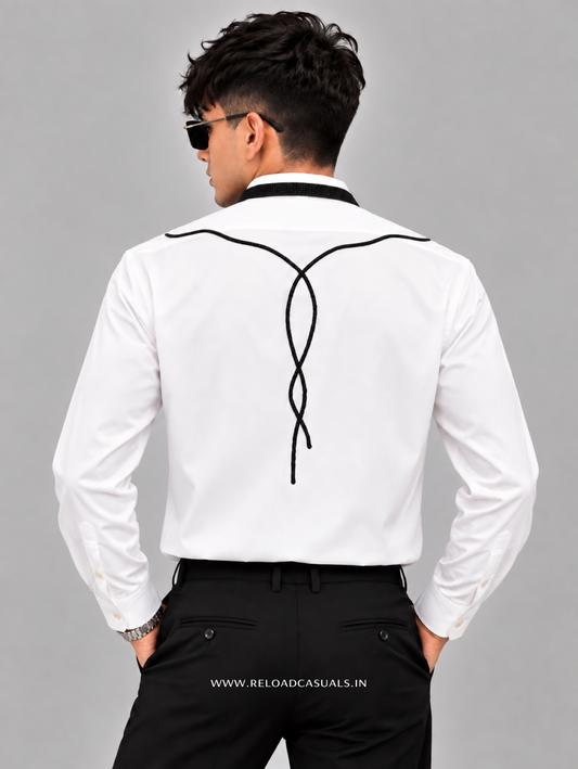 Double Rose Back Line Flock Diamond Shirt