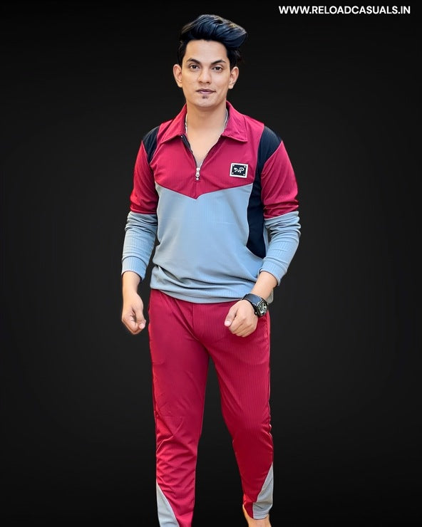 Color Block Zip Full Track Suit - Combo