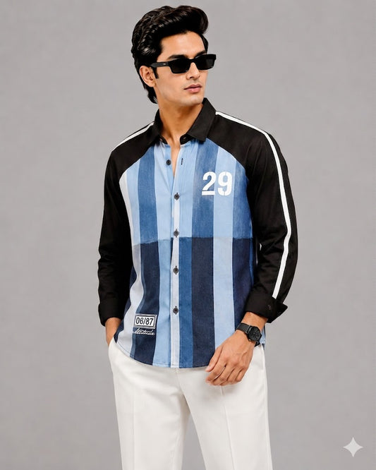 Men's Denim Striped Casual Shirt