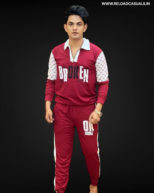 Broken Zip Collar Full Track Suit - Combo