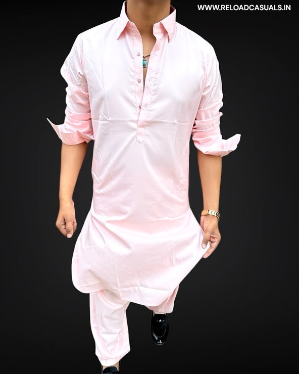 Basic Collar Pathani Full Kurta and Pyjama - Combo