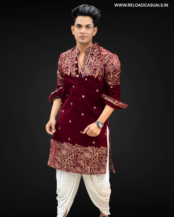 New Heavy Embroidery Small Flower Designer Kurta & Pyjama - Combo