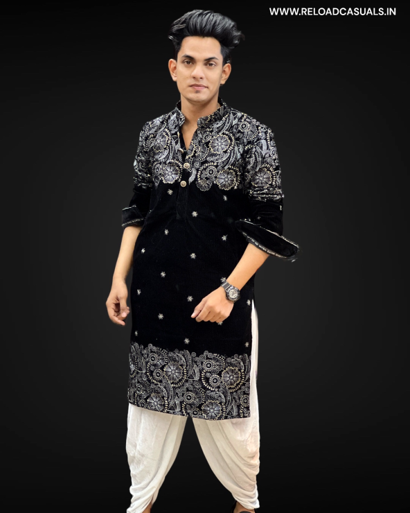 New Heavy Embroidery Small Flower Designer Kurta & Pyjama - Combo