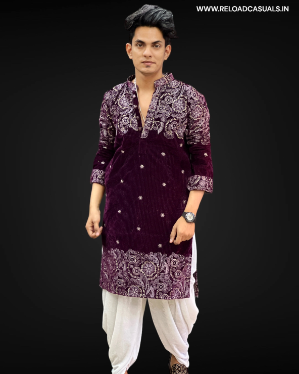 New Heavy Embroidery Small Flower Designer Kurta & Pyjama - Combo