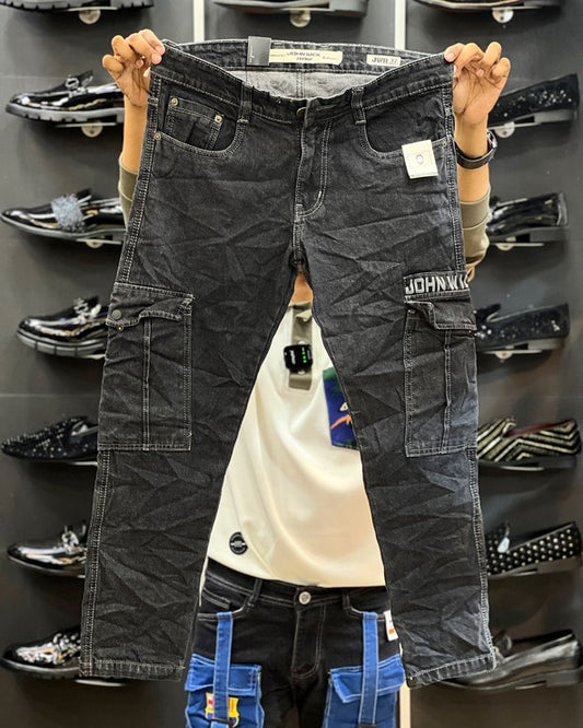 Grey Cargo Pocket Jeans