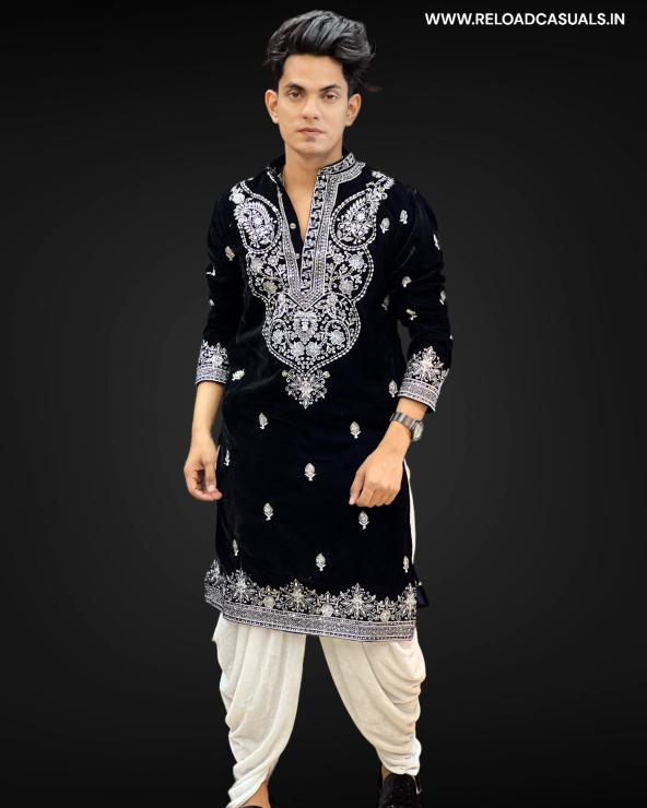 Heart Shape Designer Work Kurta & Pyjama - Combo