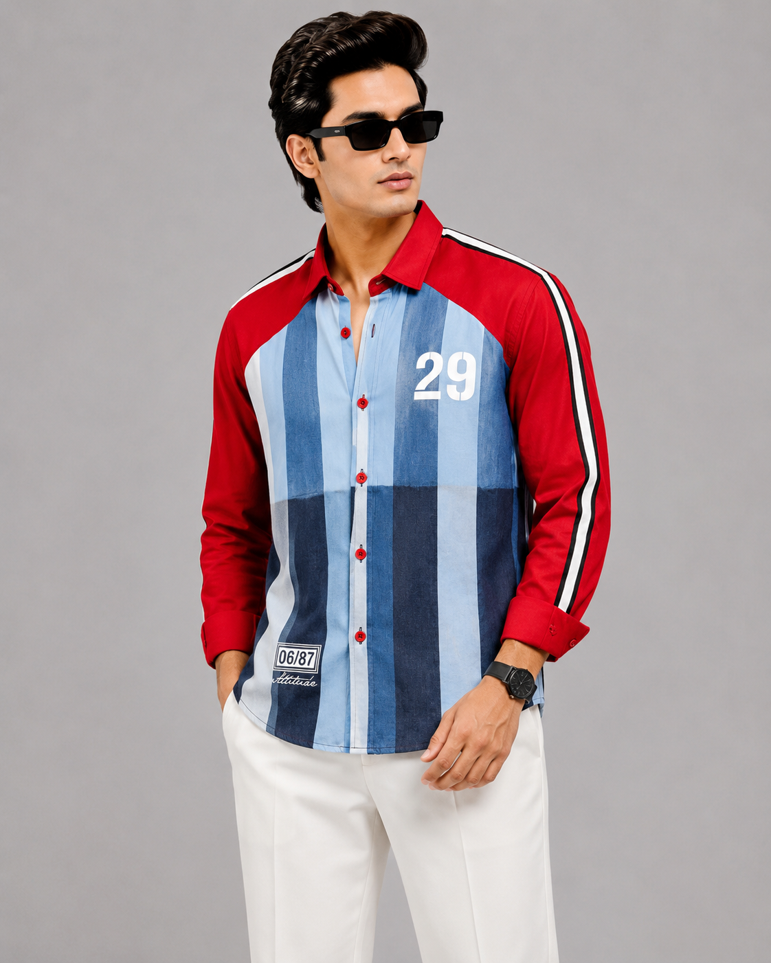 Men's Denim Striped Casual Shirt