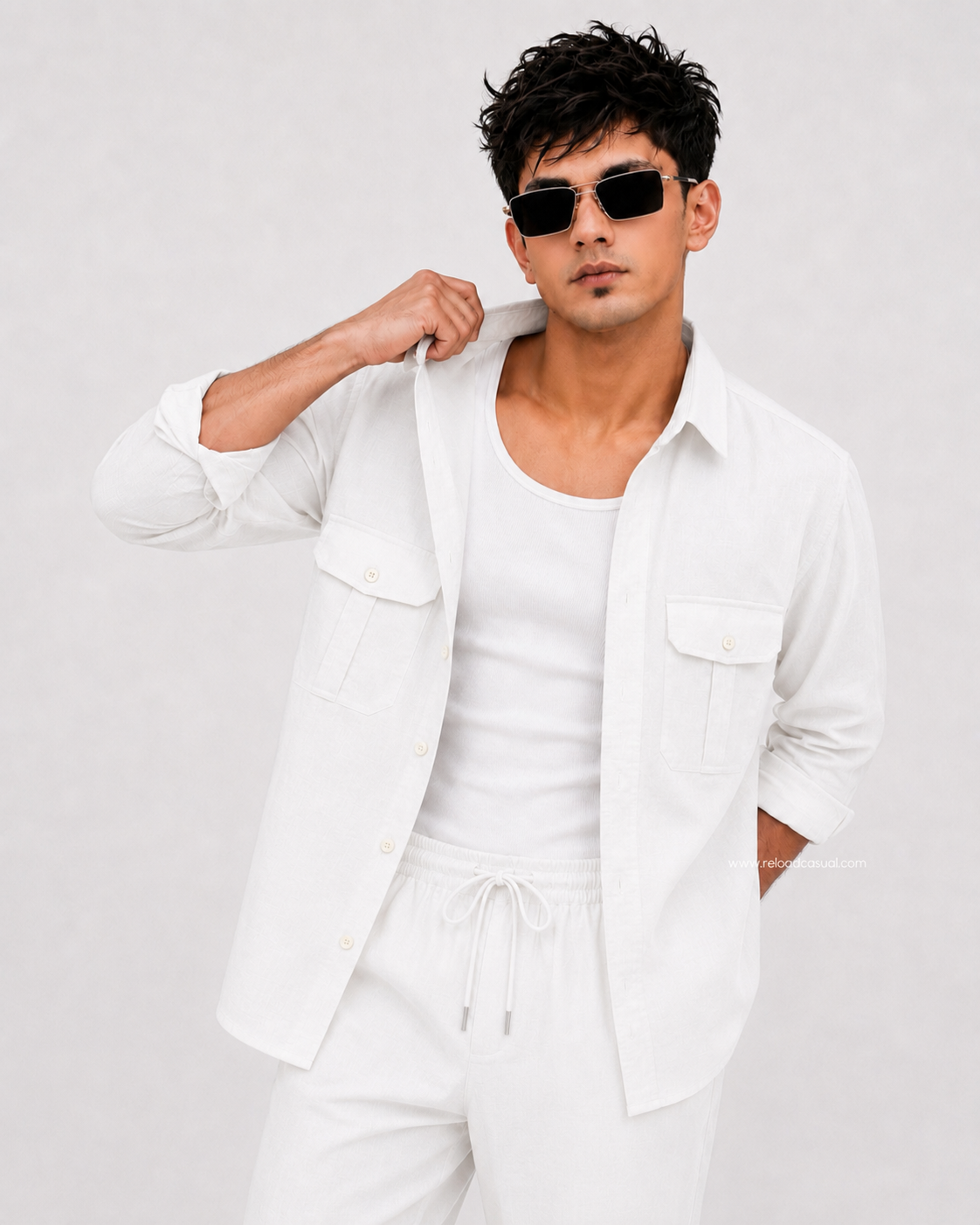 Soft Touch Linen Tracksuit With Flap Pocket