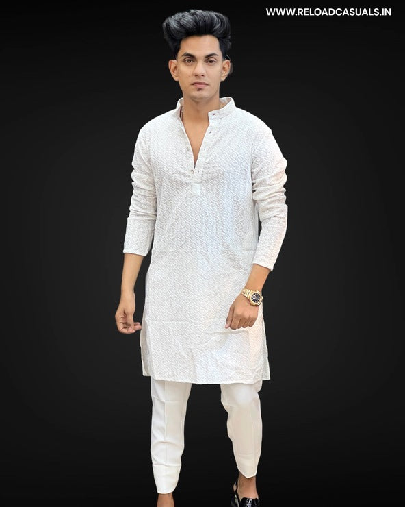 Lucknowi Kurta & Plain Pant - Combo