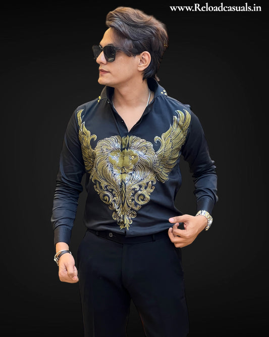 Luxury Lion Embroidered Shirt