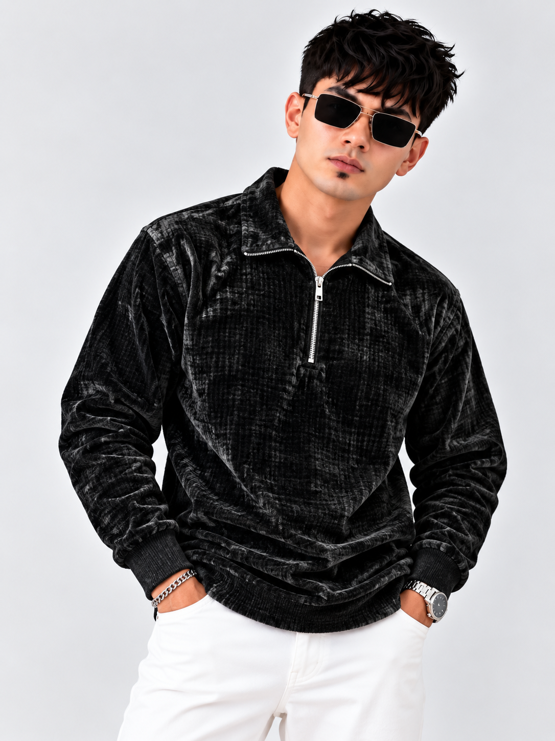 Royal Velvet Touch Zip Polo T Shirt