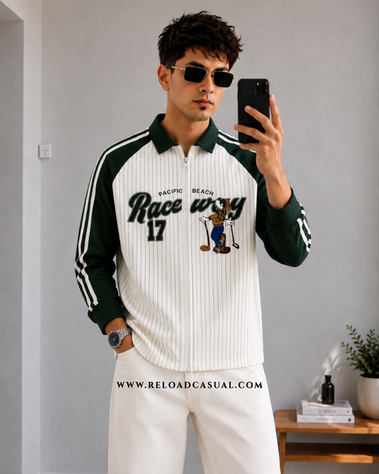 Raceway 17 Boxy Fit Full Zip Collar Shirt