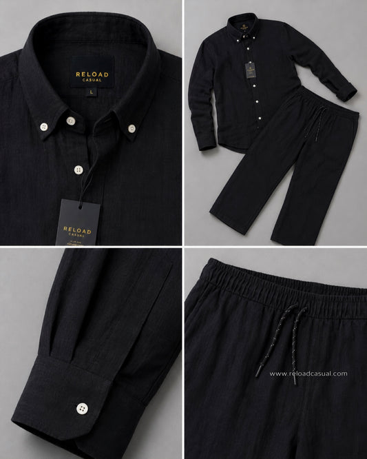 Khadi Linen Casual Summer Tracksuit Set