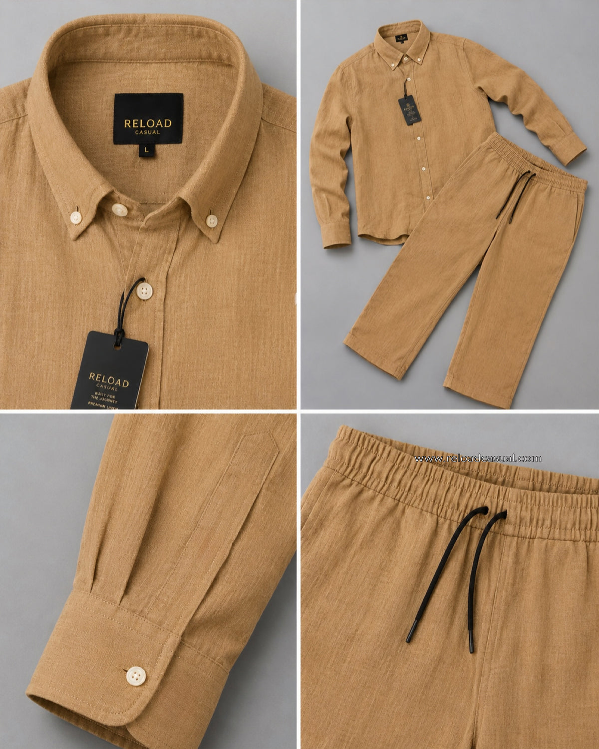 Khadi Linen Casual Summer Tracksuit Set
