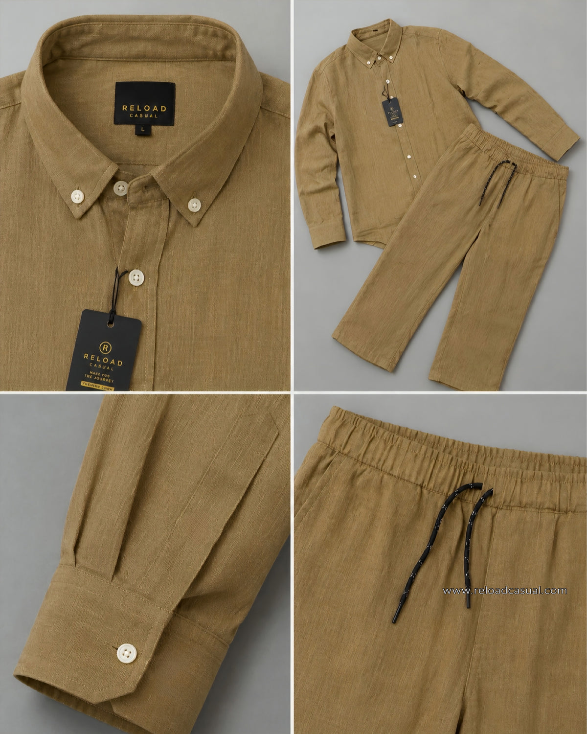 Khadi Linen Casual Summer Tracksuit Set