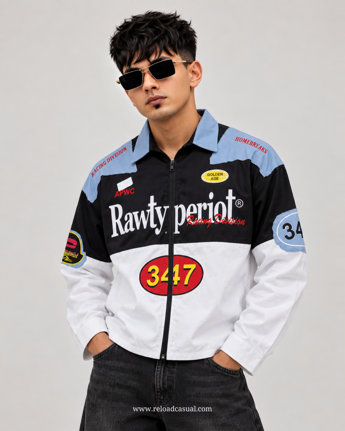 Racing 347 Denim Patch Boxy Zip Shirt