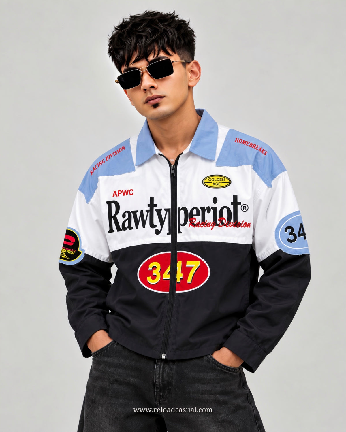 Racing 347 Denim Patch Boxy Zip Shirt