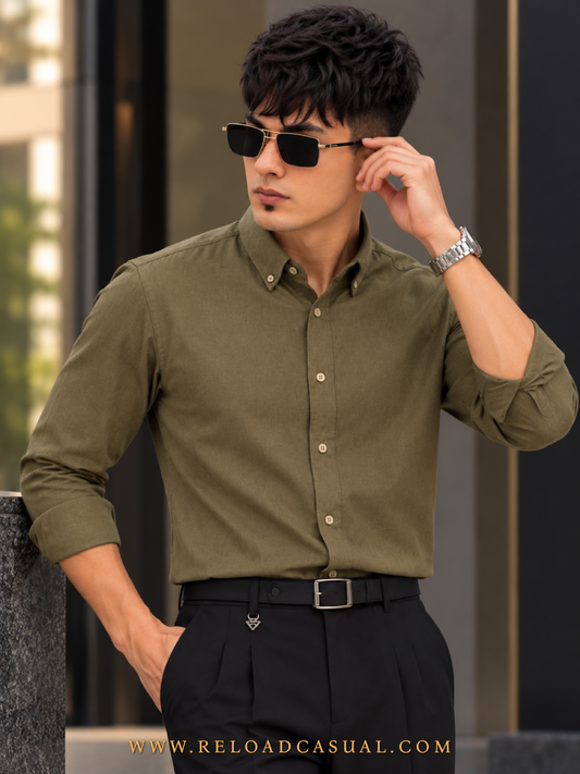 Men's Textured Linen Slim Fit Shirt