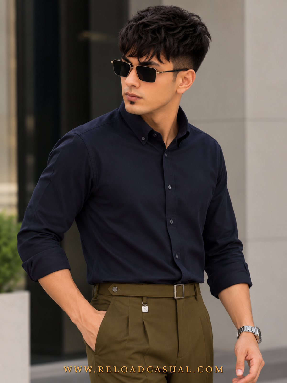 Men's Textured Linen Slim Fit Shirt