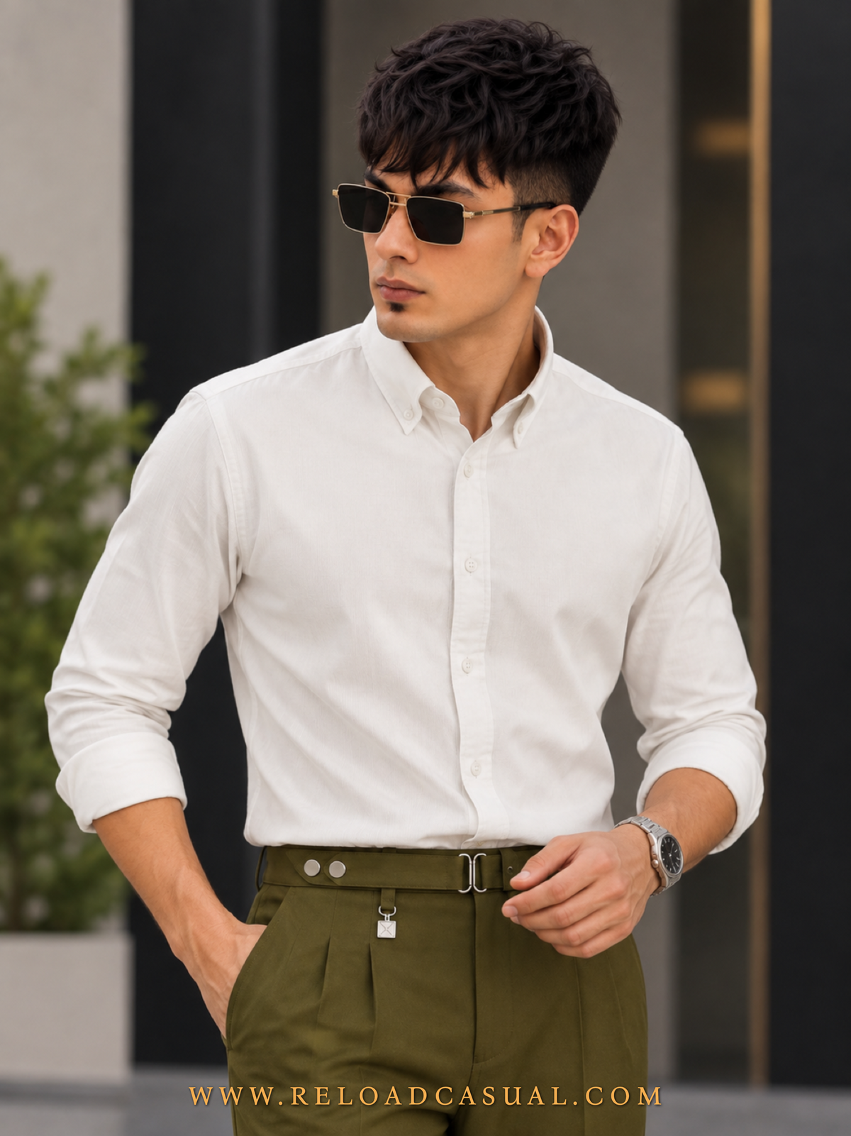 Men's Textured Linen Slim Fit Shirt