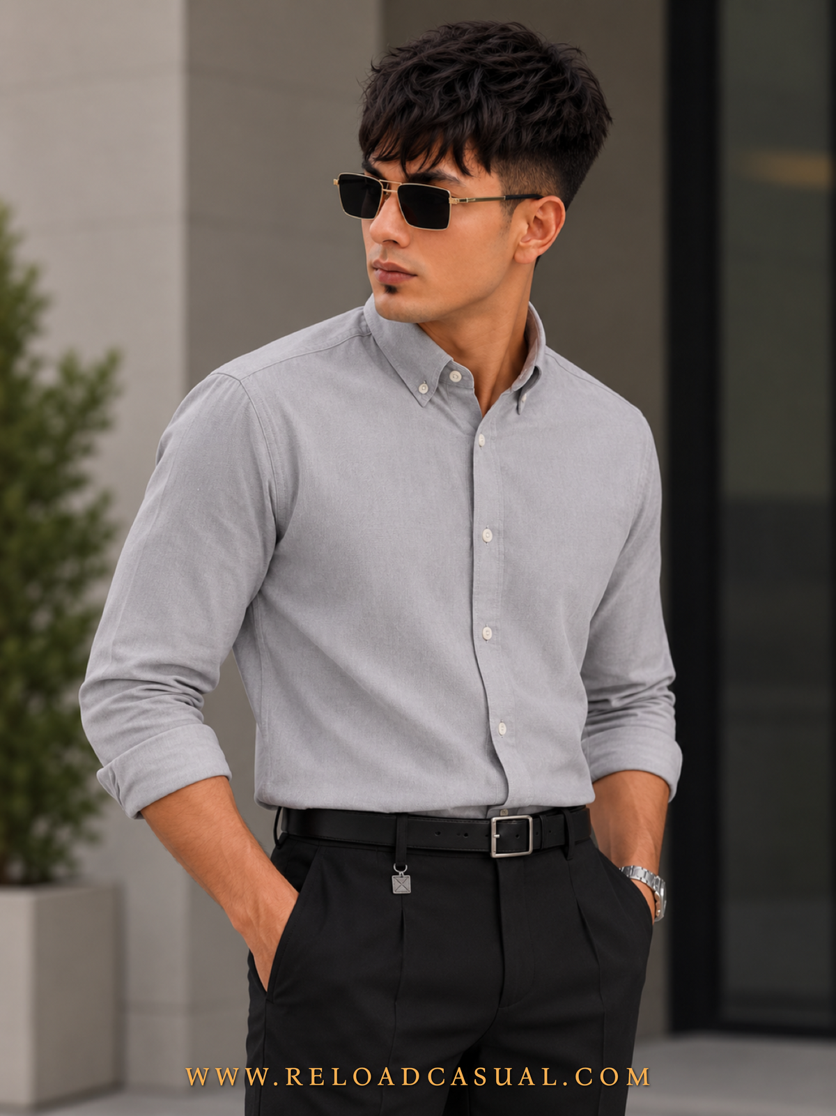 Men's Textured Linen Slim Fit Shirt