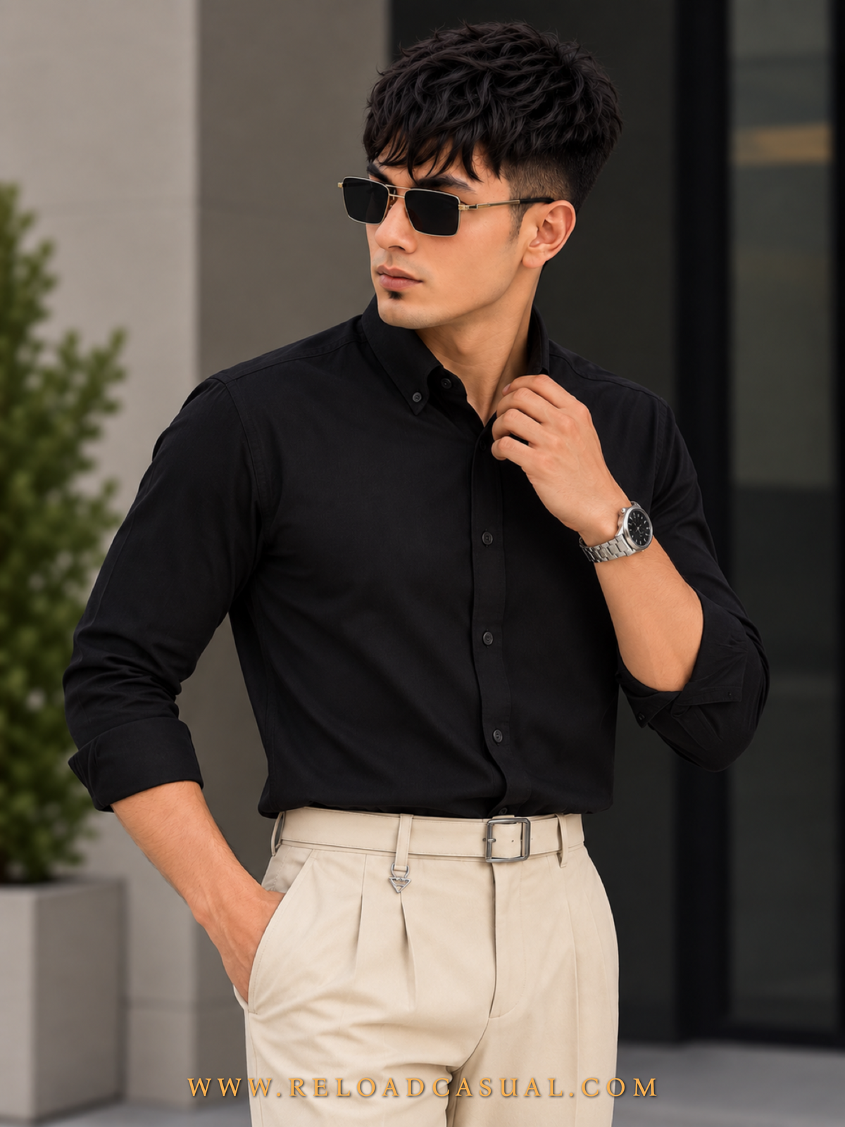 Men's Textured Linen Slim Fit Shirt