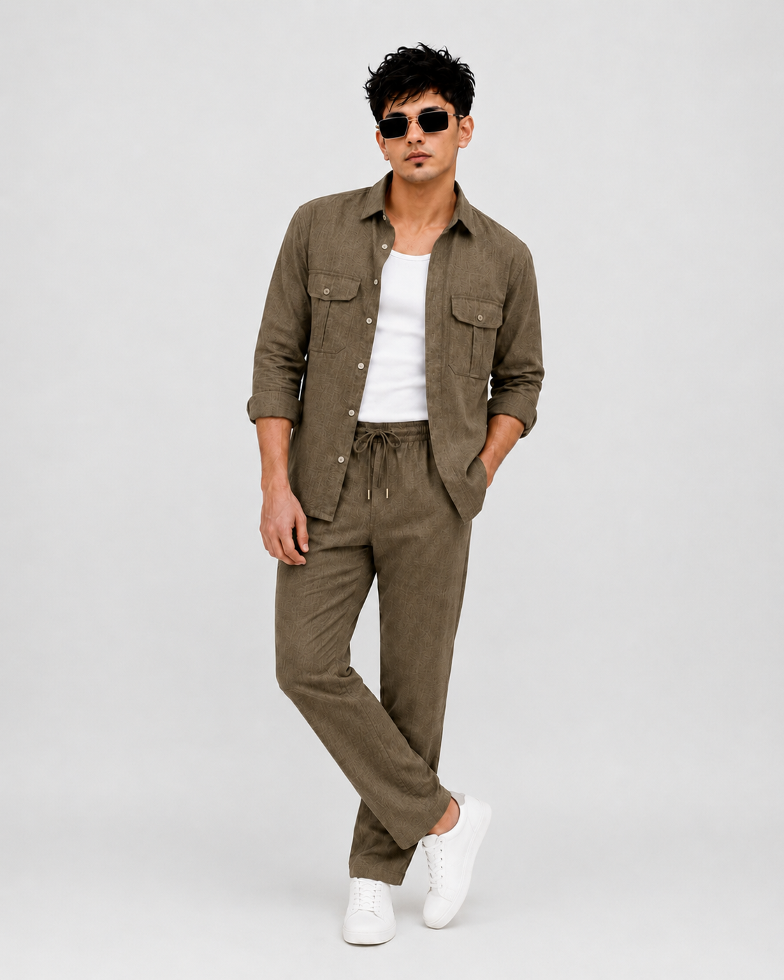 Soft Touch Linen Tracksuit With Flap Pocket