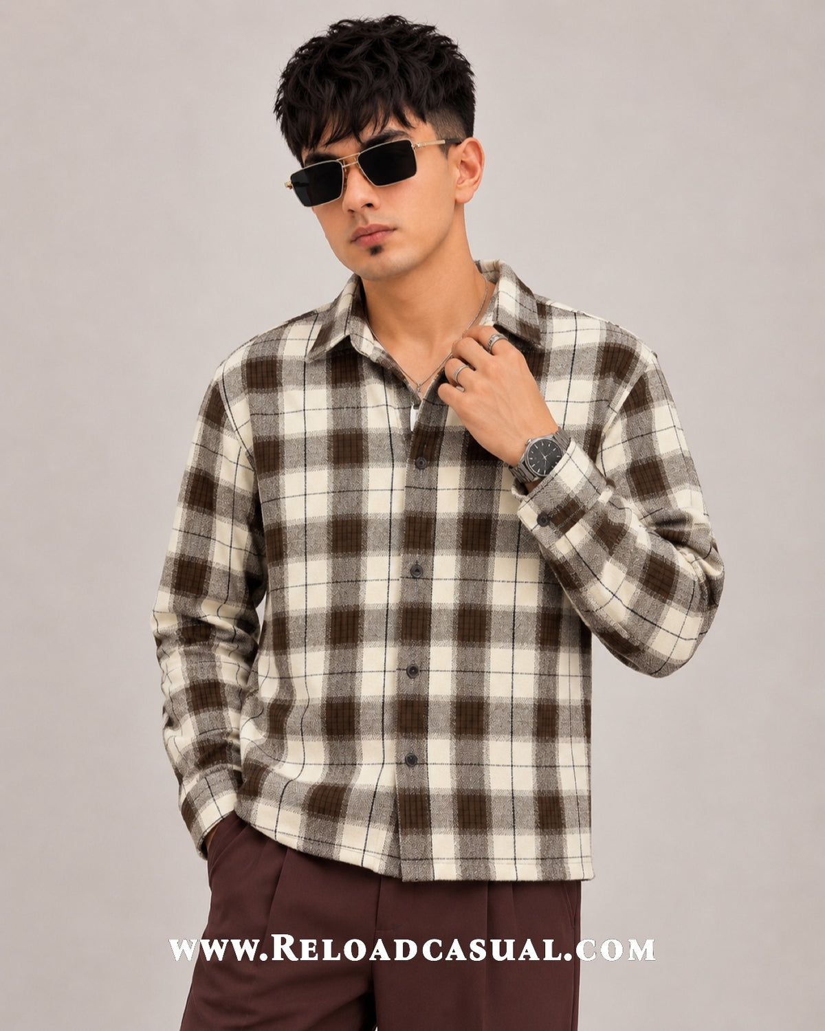 Brushed Boxy Fit Check Pattern Shirt