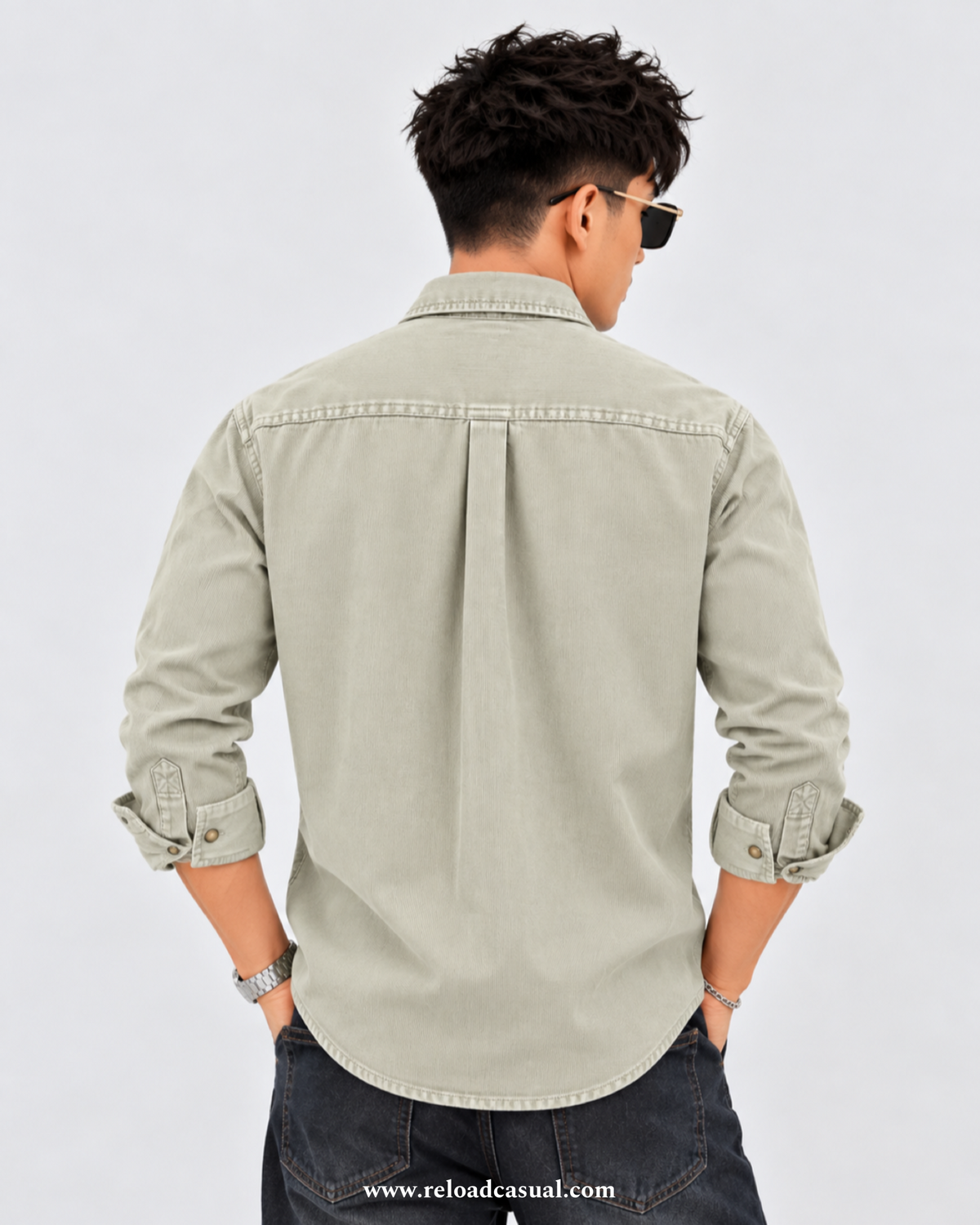 Touch Button Denim Corduroy Shirt